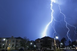 Massive lightning strike in a neighborhood
