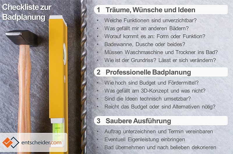 Checkliste für das neue Bad